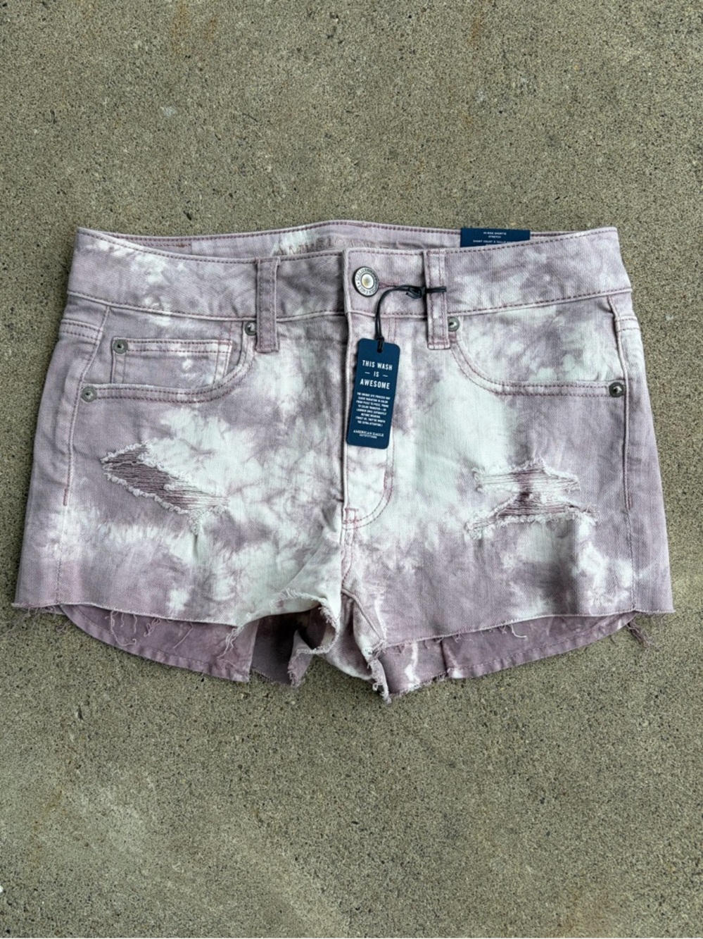 American Eagle Outfitters Pink Tie-Dye Distressed Jean Shorts